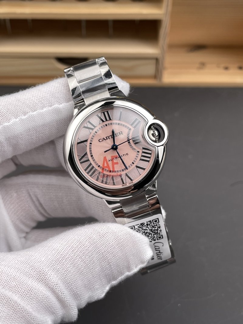 Cartier Ballon Bleu 33mm Pink Dial Automatic Watch view