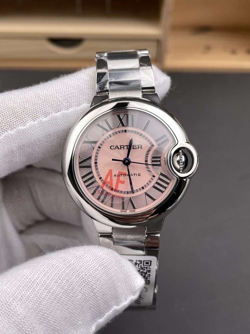 Cartier Ballon Bleu 33mm Pink Dial Automatic Watch view