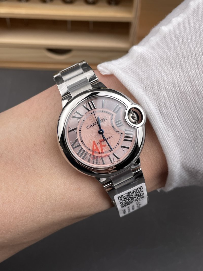 Cartier Ballon Bleu 33mm Pink Dial Automatic Watch view