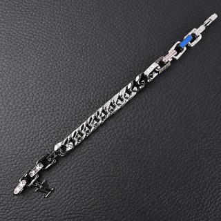 LV Chain Letter Colorful Bracelet – Silver & Pink view 2