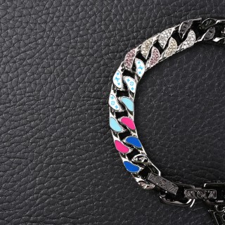 LV Chain Letter Colorful Bracelet – Silver & Pink view 4