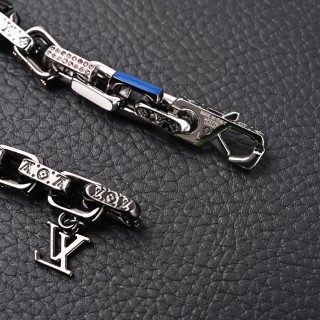 LV Chain Letter Colorful Bracelet – Silver & Pink view 5