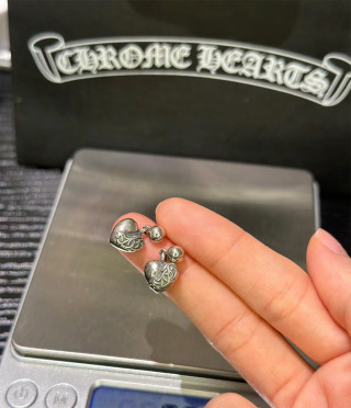 Chrome Hearts Silver Heart Drop Earrings