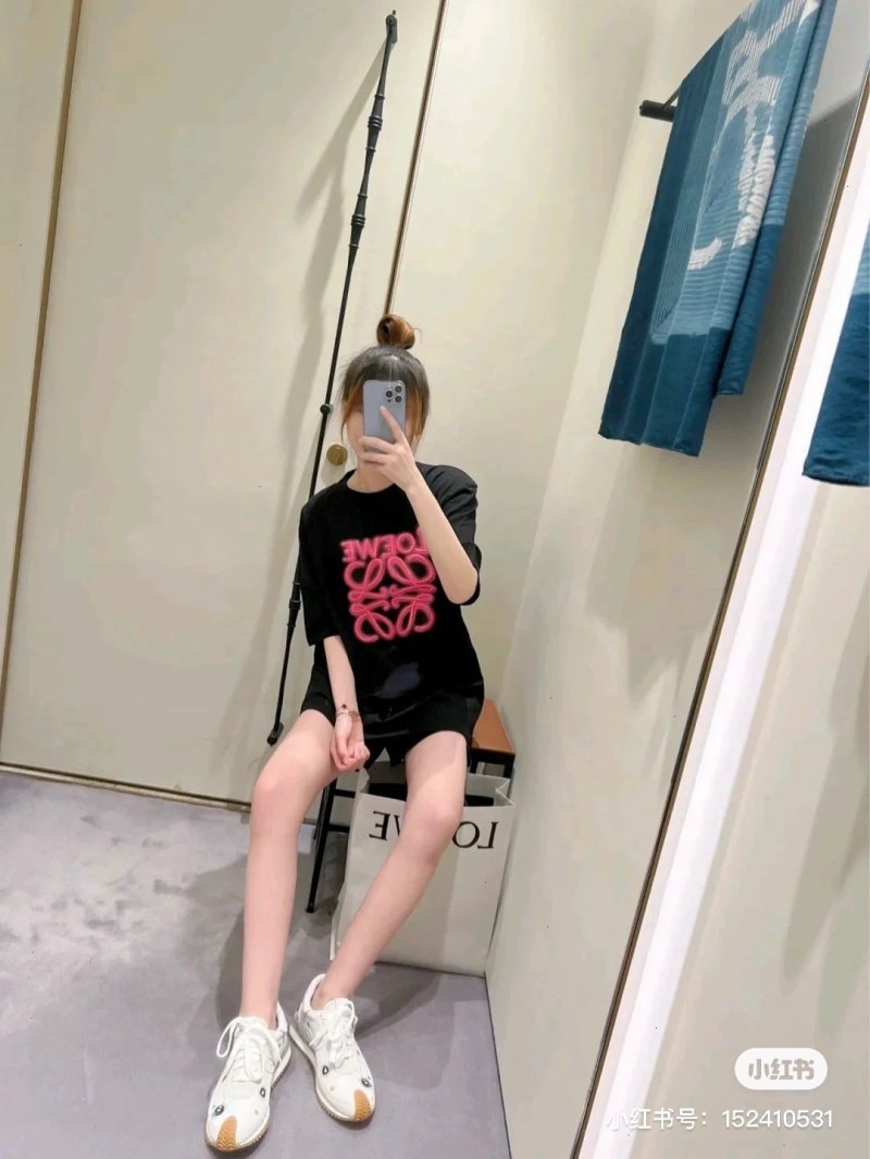 Loewe Anagram Black T-Shirt Hot Pink Logo