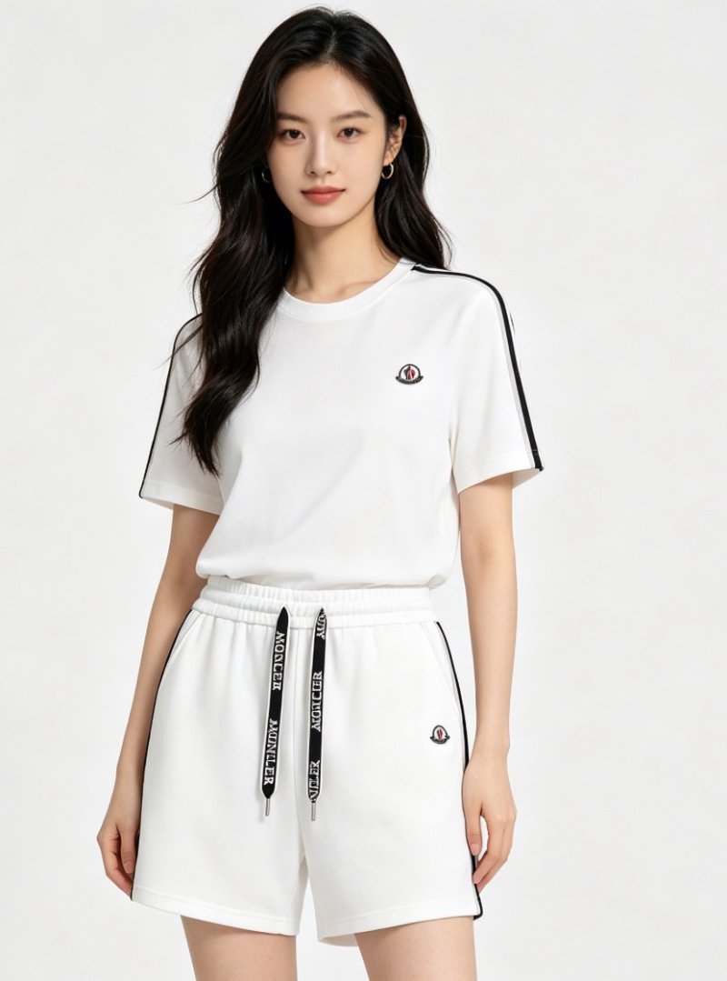 Moncler White Tape Trim Shorts