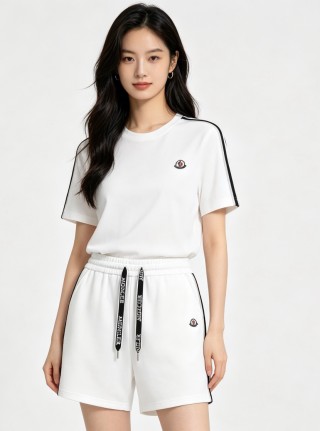 Moncler White Tape Trim Shorts