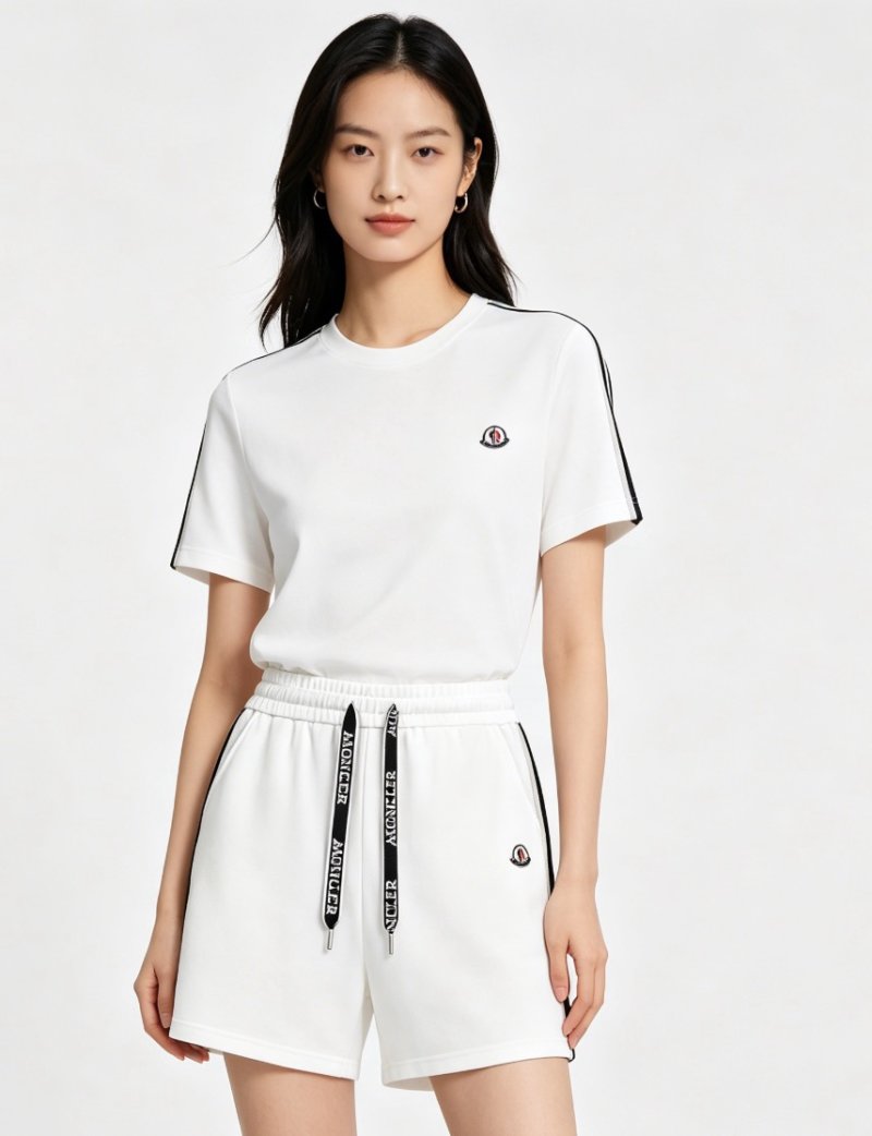 Moncler White Tape Trim Shorts view