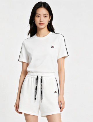 Moncler White Tape Trim Shorts view 2