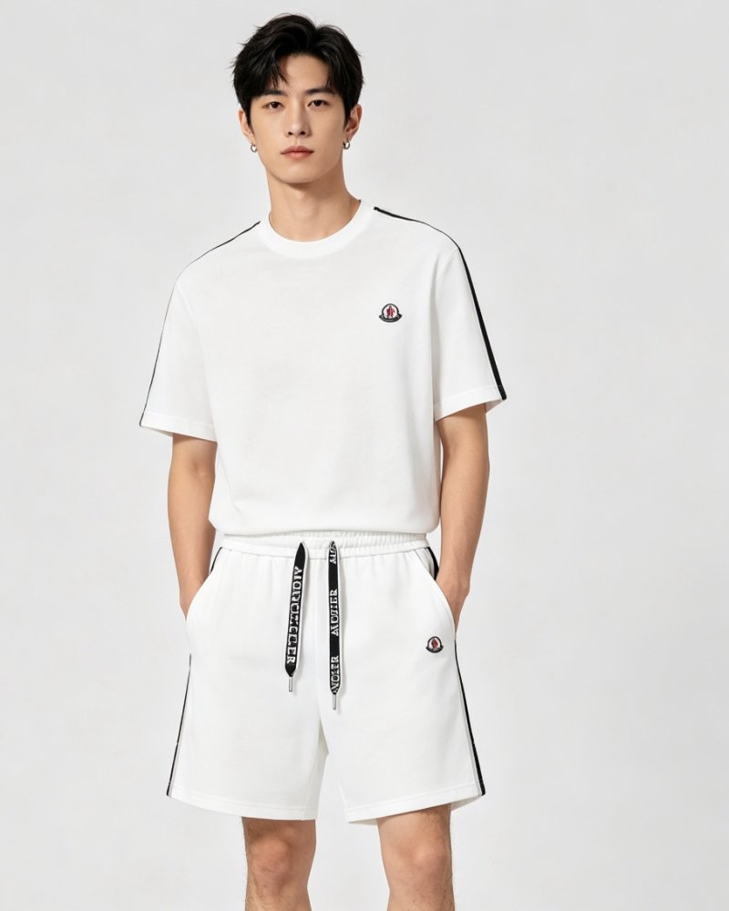 Moncler White Tape Trim Shorts view