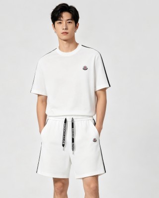 Moncler White Tape Trim Shorts view 3