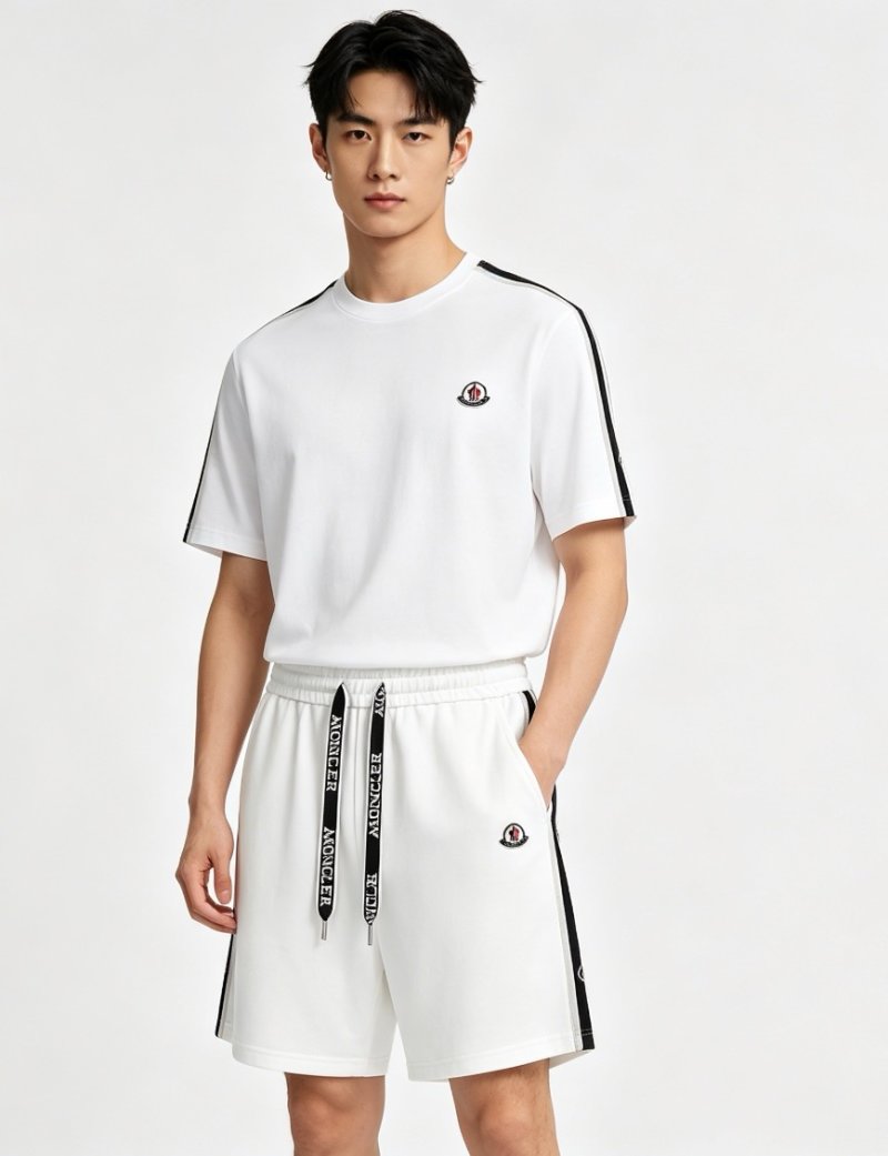 Moncler White Tape Trim Shorts view