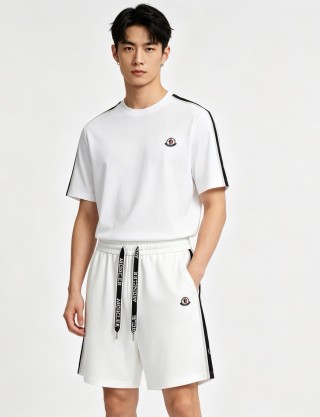Moncler White Tape Trim Shorts view 4