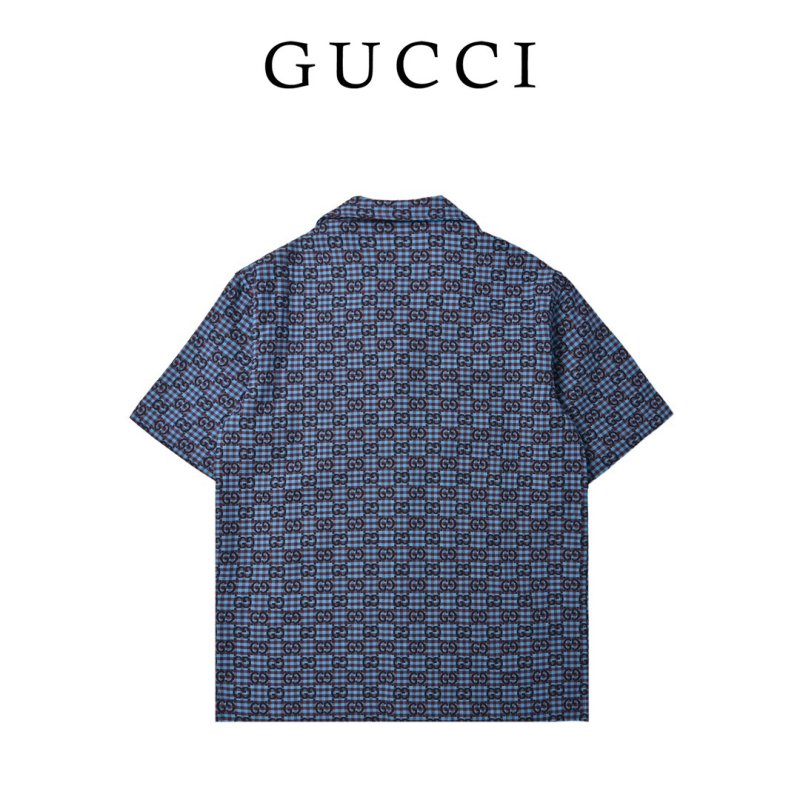 Blue Checkered Short Sleeve Casual Shirt view