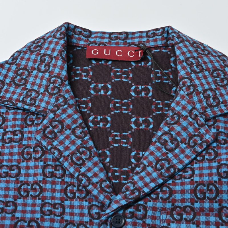 Blue Checkered Short Sleeve Casual Shirt view
