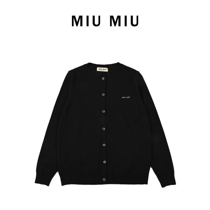 Miu Miu Black Cropped Cardigan with Cold-Shoulder Detail view
