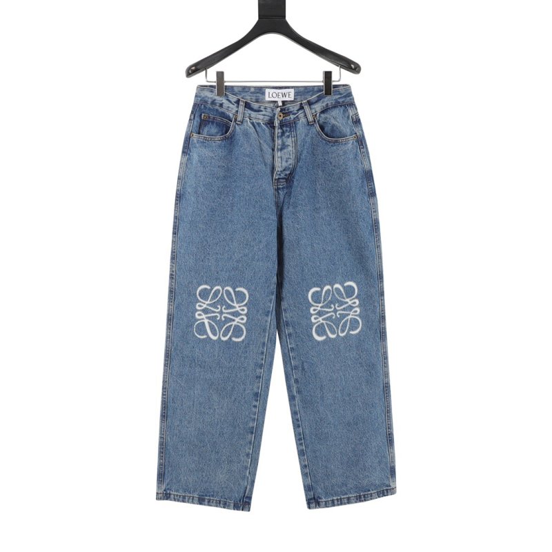 Loewe Anagram Embroidered Denim Jeans Medium Blue view