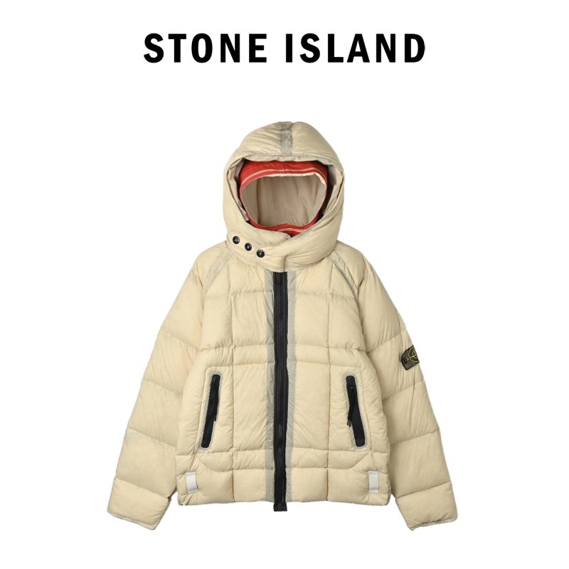 Stone Island Down Jacket Cream with Hood view