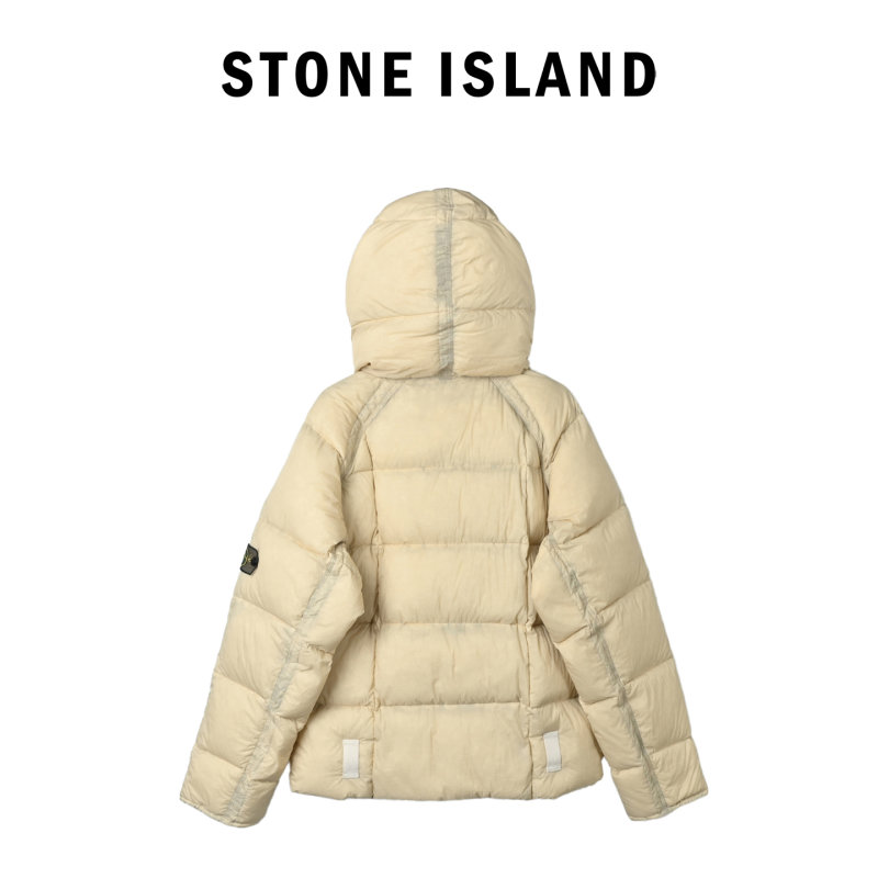 Stone Island Down Jacket Cream with Hood view