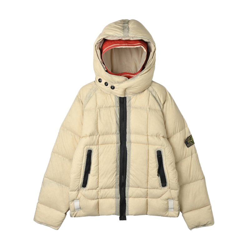 Stone Island Down Jacket Cream with Hood view