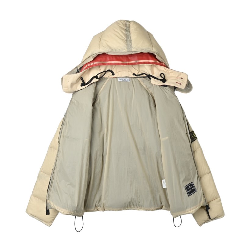 Stone Island Down Jacket Cream with Hood view