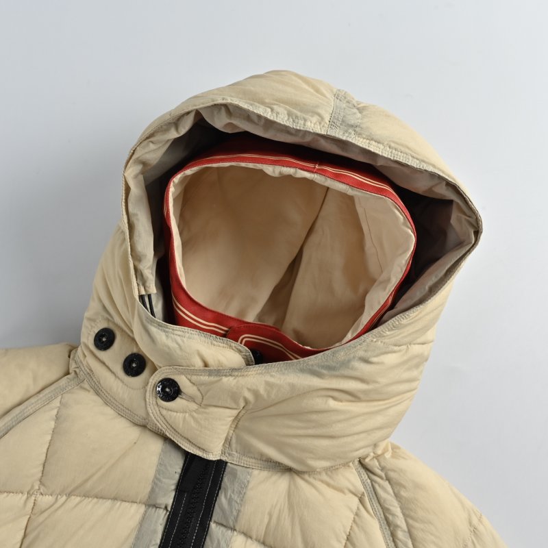 Stone Island Down Jacket Cream with Hood view