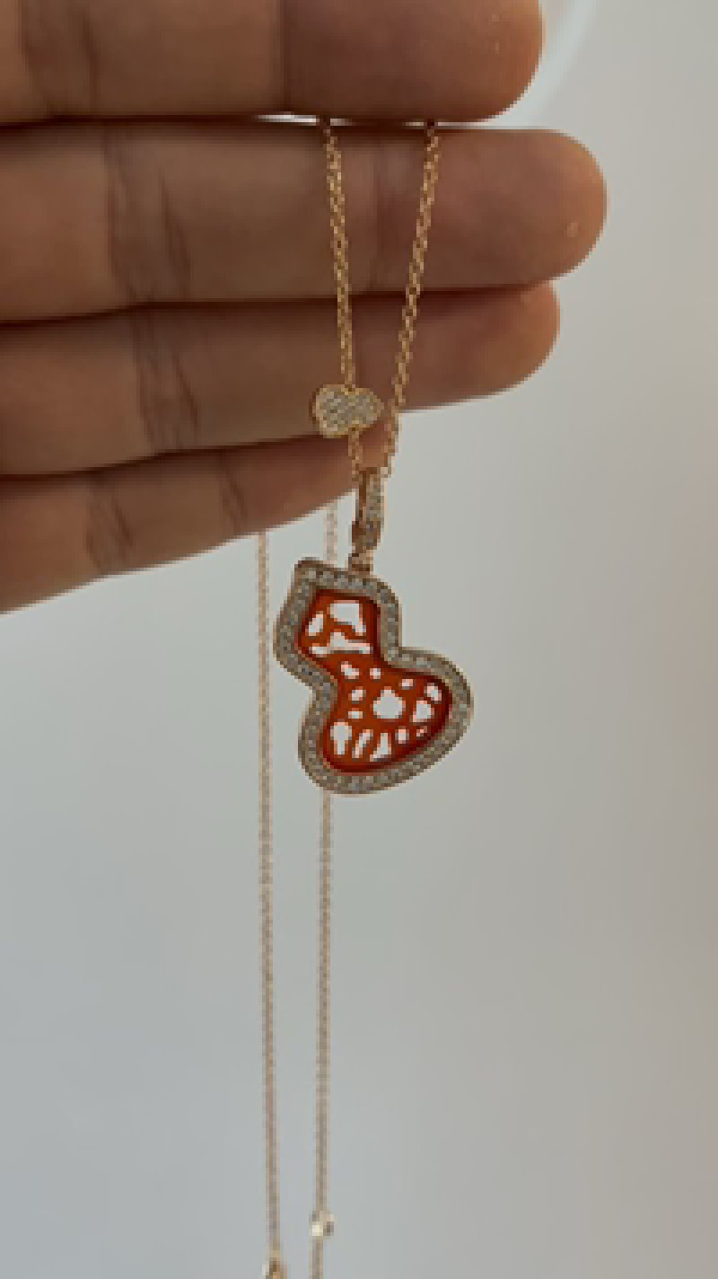 Red Enamel Heart Pendant Gold Chain Necklace