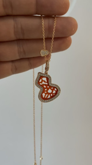 Red Enamel Heart Pendant Gold Chain Necklace