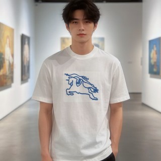 Burberry Jumping Horse Print White T-Shirt