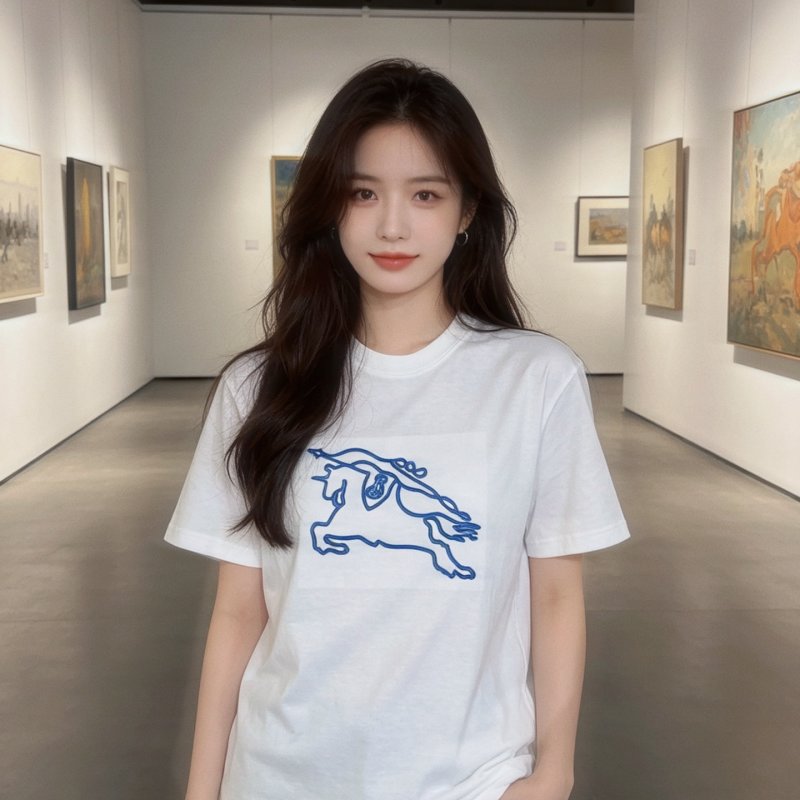 Burberry Jumping Horse Print White T-Shirt view