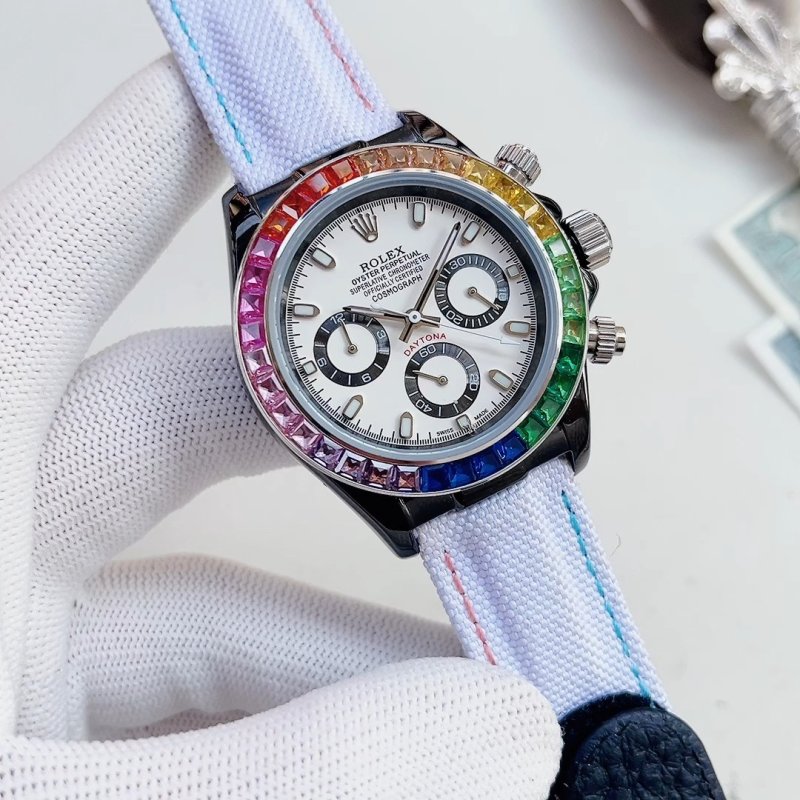Rolex Daytona Rainbow Bezel Chronograph White Dial