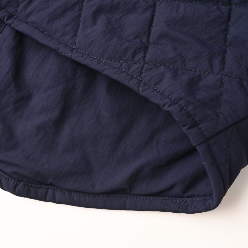 Navy Quilted Puffer Jacket with Leather Trim view