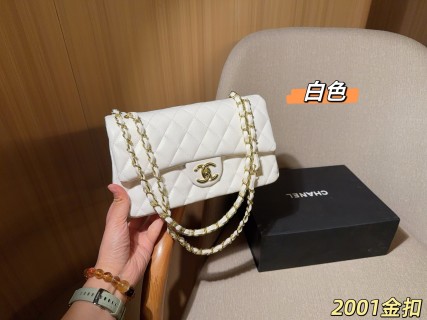 Chanel Classic Caviar Flap Bag 25cm White with Gold Hardware view 3