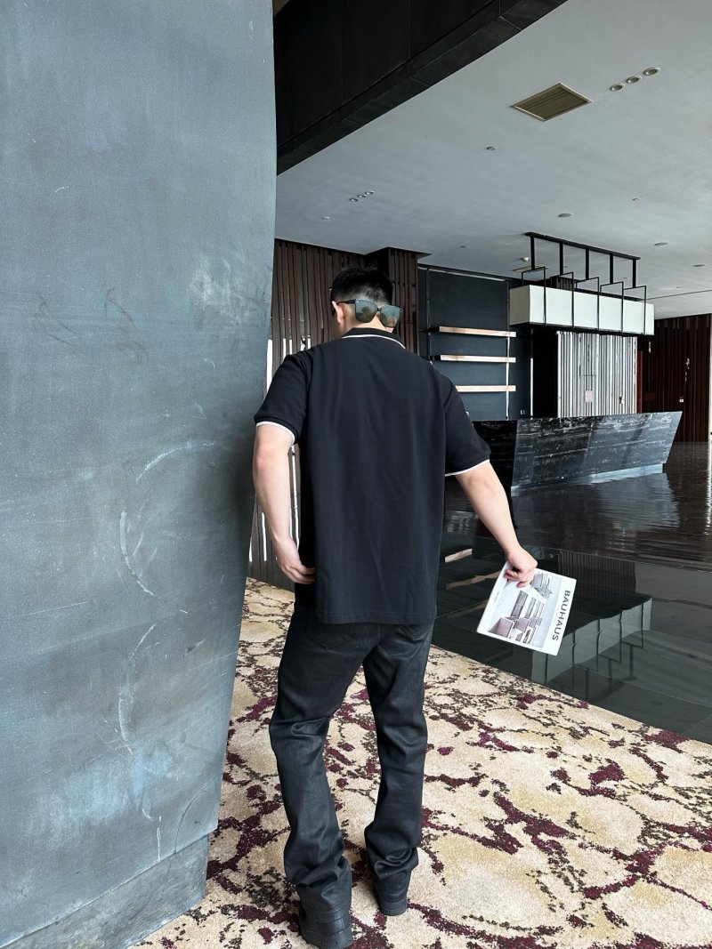 Burberry Black Polo Shirt with White Trim view