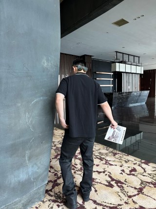 Burberry Black Polo Shirt with White Trim view 4