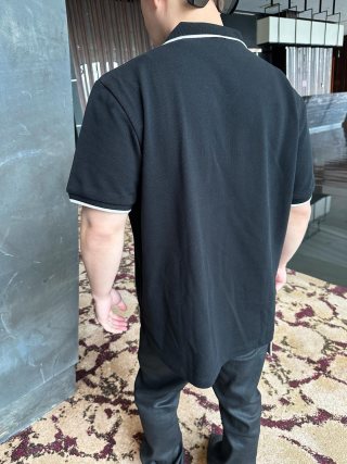 Burberry Black Polo Shirt with White Trim view 6
