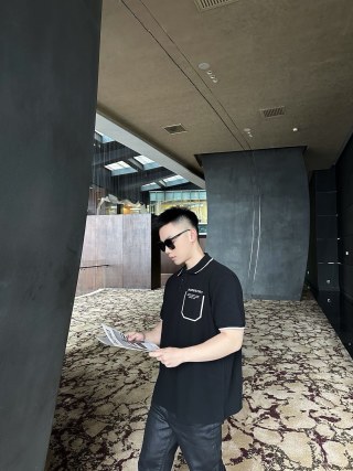 Burberry Black Polo Shirt with White Trim view 7