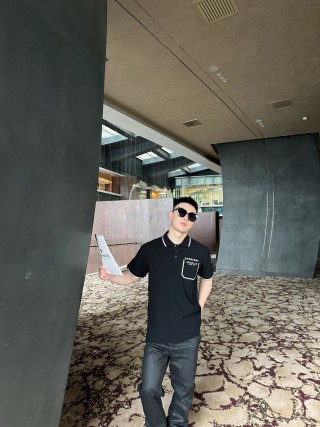 Burberry Black Polo Shirt with White Trim view 8