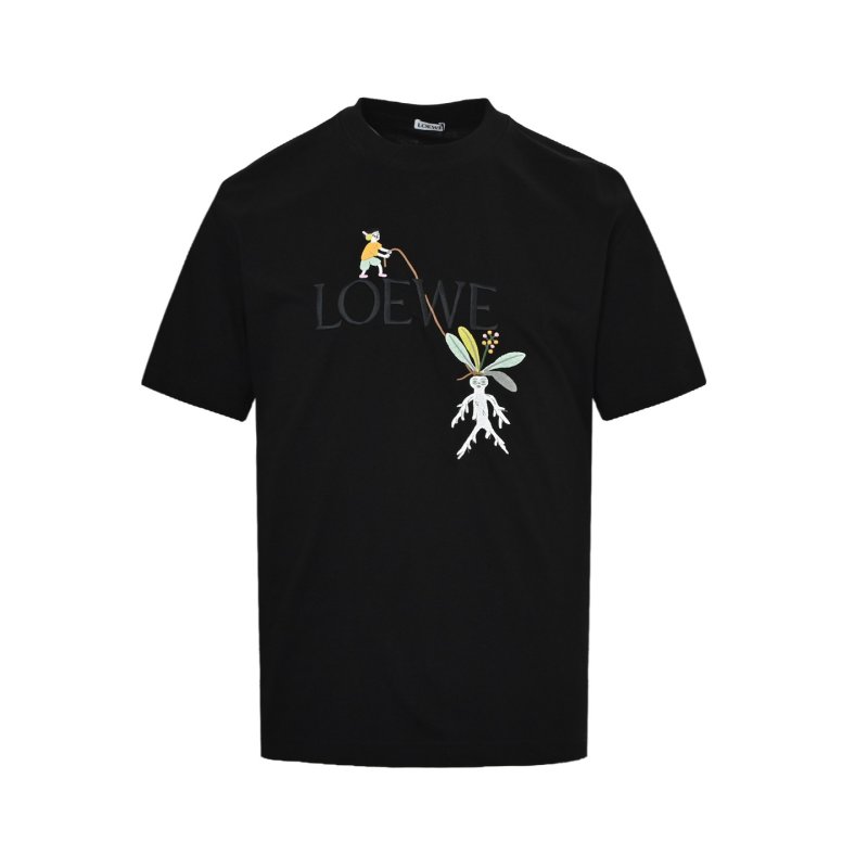 Black Embroidered Floral Short Sleeve T-Shirt