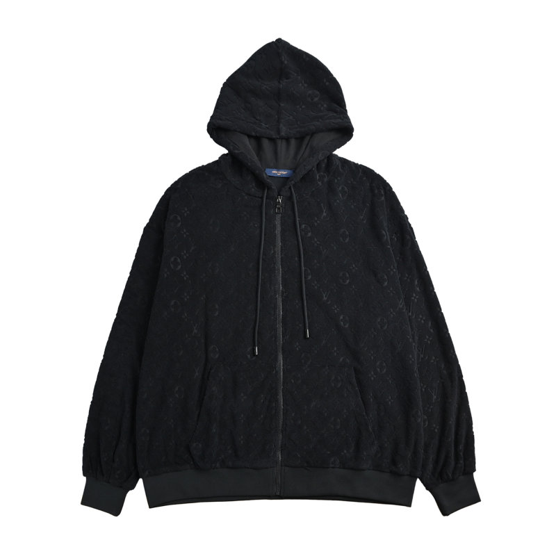 Black Denim Zip Hoodie Jacket view