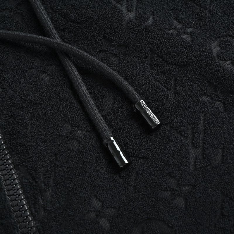 Black Denim Zip Hoodie Jacket view