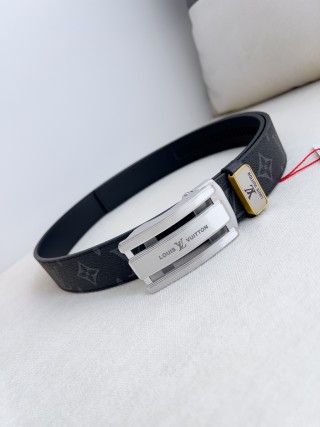 Louis Vuitton Monogram Canvas Automatic Buckle Belt - Black view 3