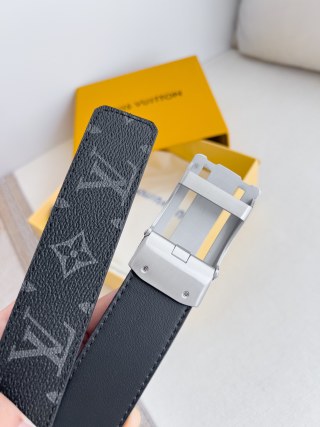 Louis Vuitton Monogram Canvas Automatic Buckle Belt - Black view 5