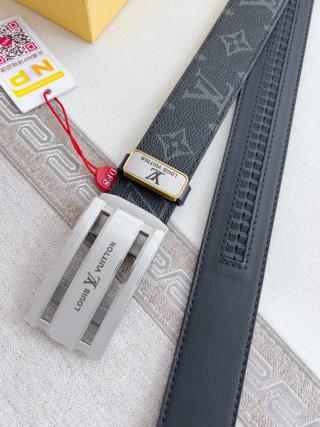 Louis Vuitton Monogram Canvas Automatic Buckle Belt - Black view 6