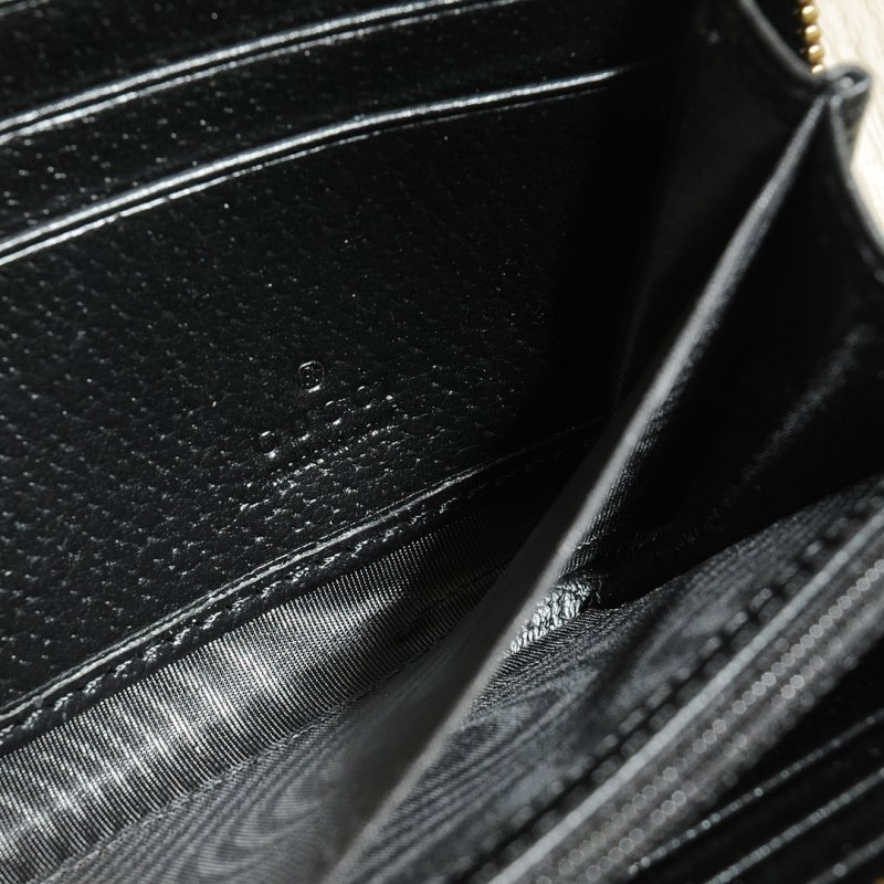 Gucci Black Leather Zip Wallet with Bee Logo view