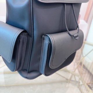Prada Black Nylon Backpack with Leather Trim view 5