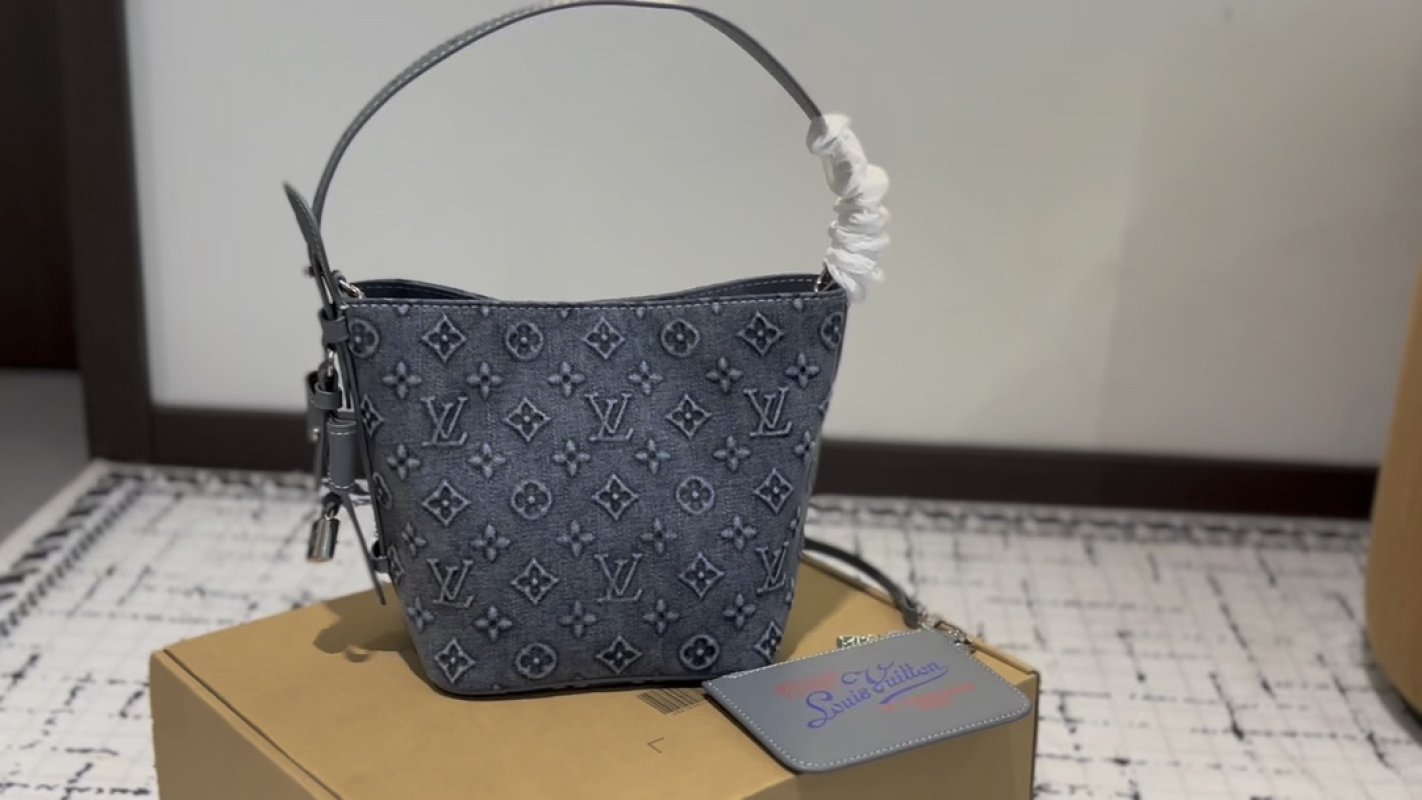 Louis Vuitton Monogram Denim Bucket Bag Blue