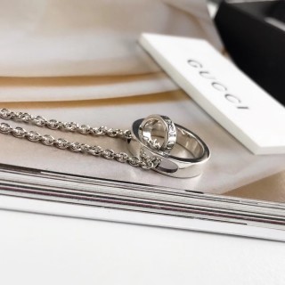 Gucci Interlocking G Charm Silver Necklace view 6