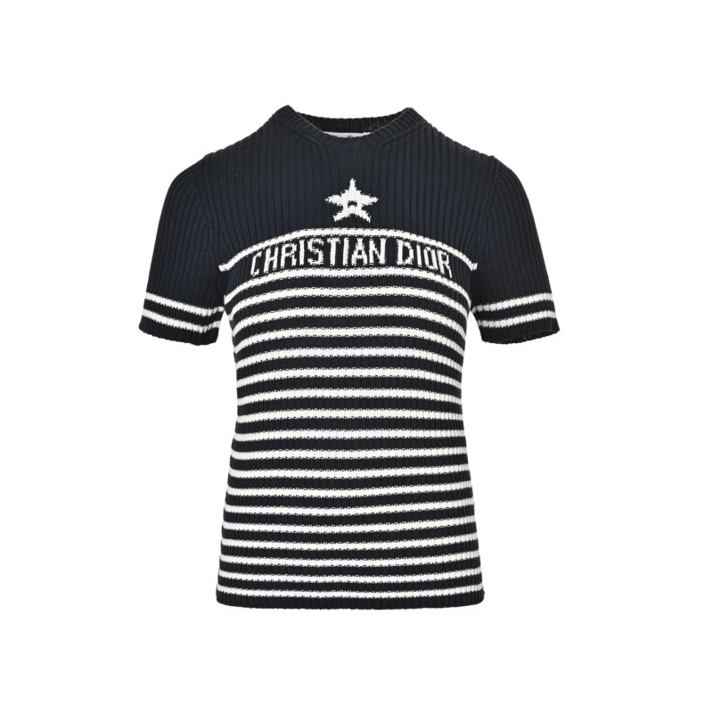 Dior Christian Striped Black & White Short Sleeve T-Shirt view