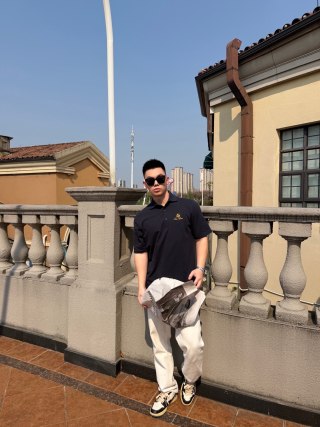 Burberry Navy Short-Sleeve Polo Shirt view 3