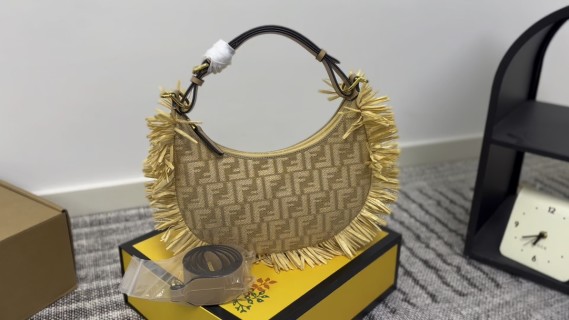 Fendi FF Monogram Fringe Hobo Bag Gold